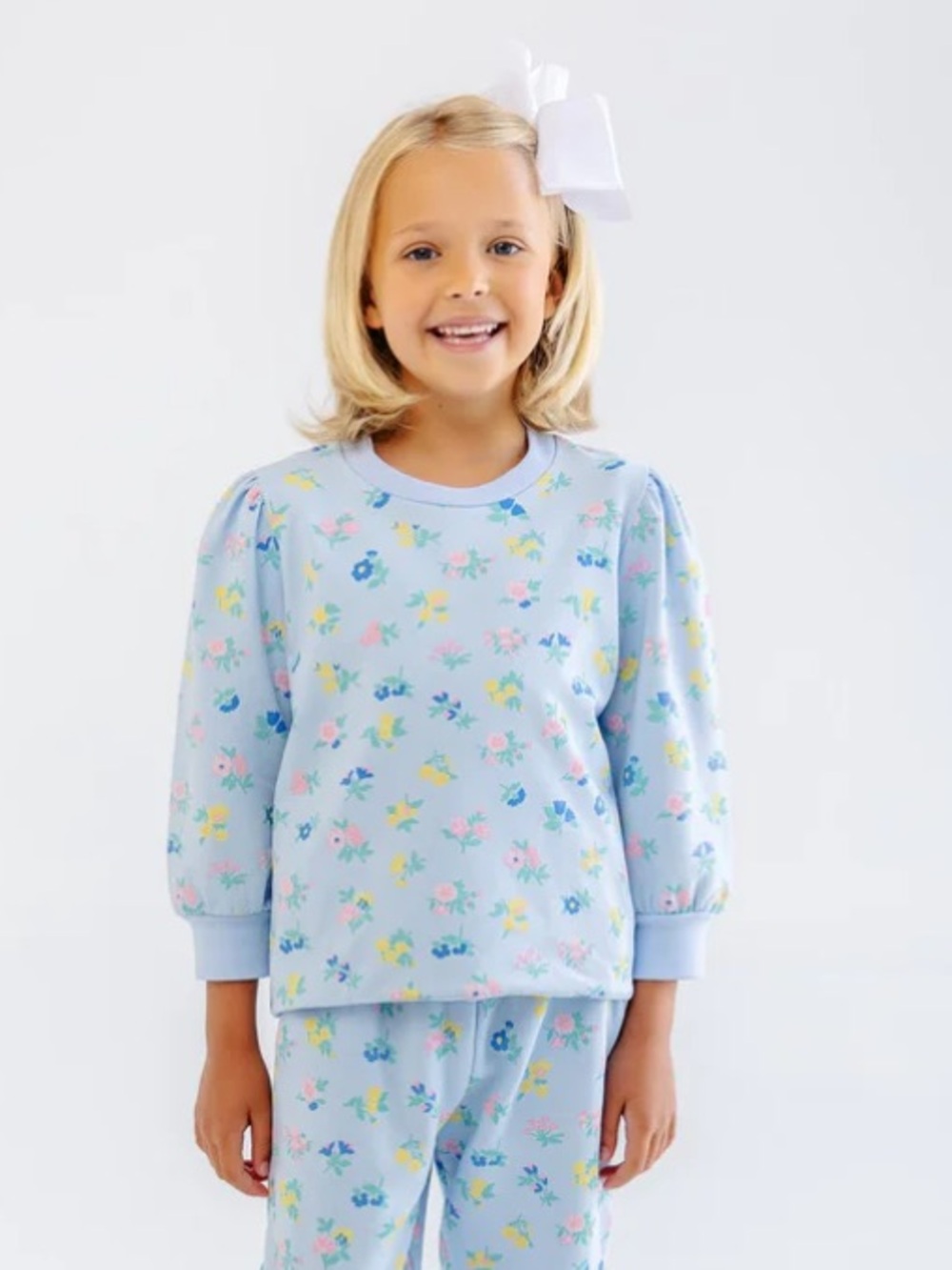 The Beaufort Bonnet Company Little London Flowers Buckhead Blue Sweatshirt 3T 10